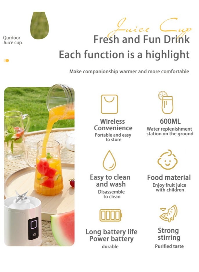 Flushrenic 2-in-1 juicer,small, 600ml，LCD (Liquid Crystal Display),bring 12 Stainless Steel Blade,High capacity battery, portable electric kitchen,Perfect for  fruit juice,Smoothies, Coffee, Herbs, and Spices（Black) - Image 5