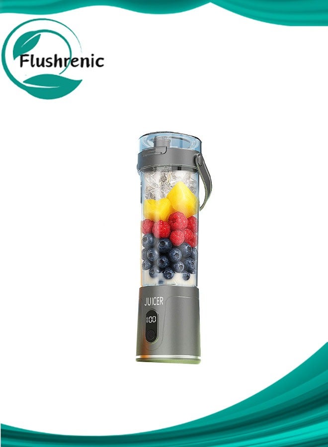 Flushrenic 2-in-1 juicer,small, 600ml，LCD (Liquid Crystal Display),bring 12 Stainless Steel Blade,High capacity battery, portable electric kitchen,Perfect for  fruit juice,Smoothies, Coffee, Herbs, and Spices（Black) - Image 1