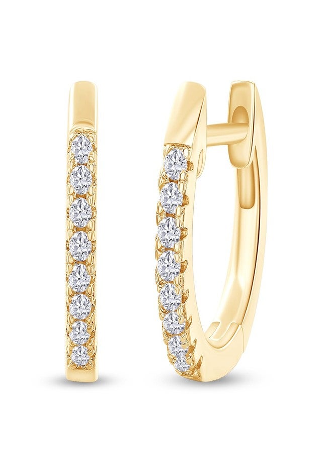 SAVEARTH DIAMONDS 18K Yellow Gold Plated Moissanite Mini Huggie Earrings for Women | 1.3MM Moissanite Diamond Tiny Cartilage Huggie Hoop Earrings | Jewelry Gifts For Her (0.16 Cttw) - Image 1