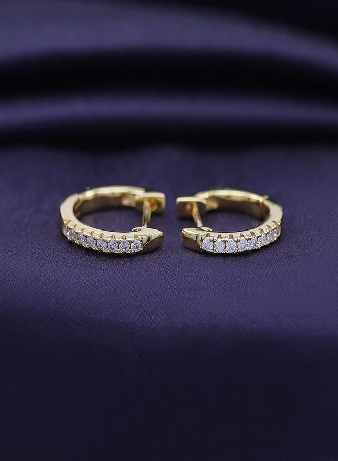 SAVEARTH DIAMONDS 18K Yellow Gold Plated Moissanite Mini Huggie Earrings for Women | 1.3MM Moissanite Diamond Tiny Cartilage Huggie Hoop Earrings | Jewelry Gifts For Her (0.16 Cttw) - Image 3