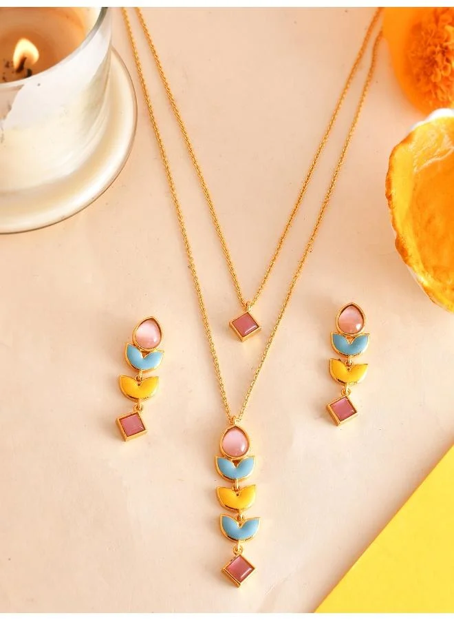 فويلا طقم قلادة أصفر أزرق إلى الأبد