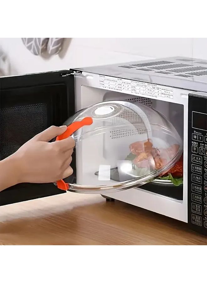 Transparent Microwave Splash Cover With Steam Holes And Easy Grip Handle - Image 1
