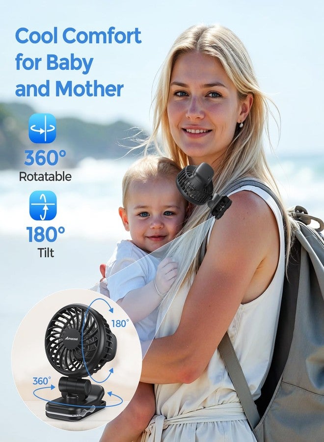 AMACOOL Mini Baby Fan with Clip for Carrier/Baby Car Seat/Bassinet, 3-Speed Portable Fan, 10H Cooling Rechargeable, Ultra Light 0.24 lb, Safe Gaps, 360° Rotatable for Diaper Backpack Stroller Travel - Image 4