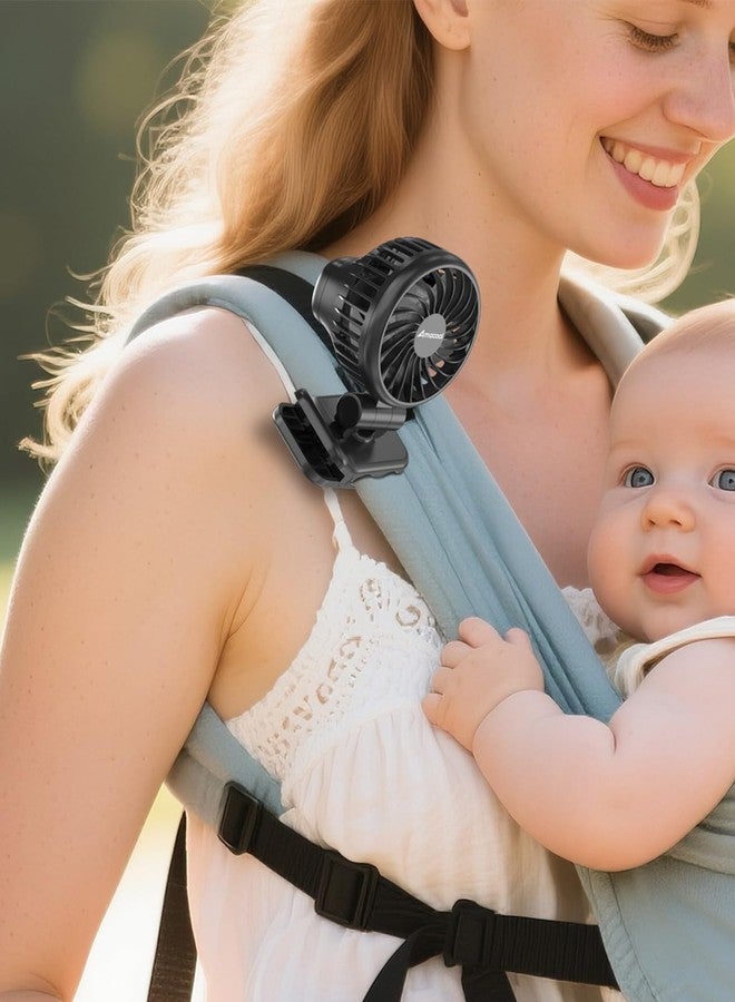 AMACOOL Mini Baby Fan with Clip for Carrier/Baby Car Seat/Bassinet, 3-Speed Portable Fan, 10H Cooling Rechargeable, Ultra Light 0.24 lb, Safe Gaps, 360° Rotatable for Diaper Backpack Stroller Travel - Image 1