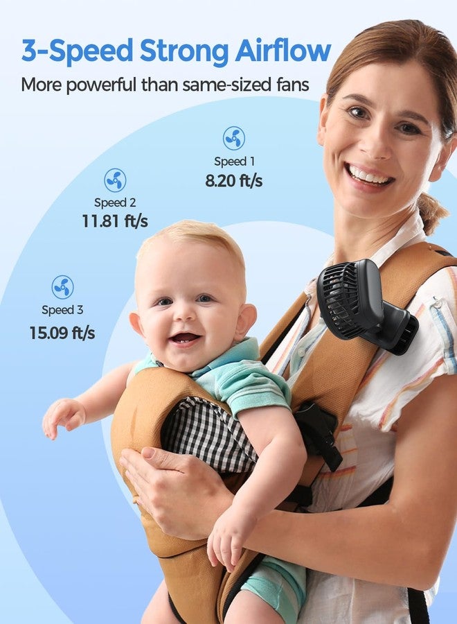 AMACOOL Mini Baby Fan with Clip for Carrier/Baby Car Seat/Bassinet, 3-Speed Portable Fan, 10H Cooling Rechargeable, Ultra Light 0.24 lb, Safe Gaps, 360° Rotatable for Diaper Backpack Stroller Travel - Image 2