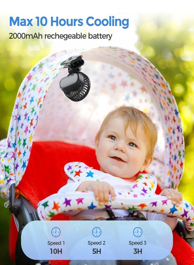 AMACOOL Mini Baby Fan with Clip for Carrier/Baby Car Seat/Bassinet, 3-Speed Portable Fan, 10H Cooling Rechargeable, Ultra Light 0.24 lb, Safe Gaps, 360° Rotatable for Diaper Backpack Stroller Travel - Image 3