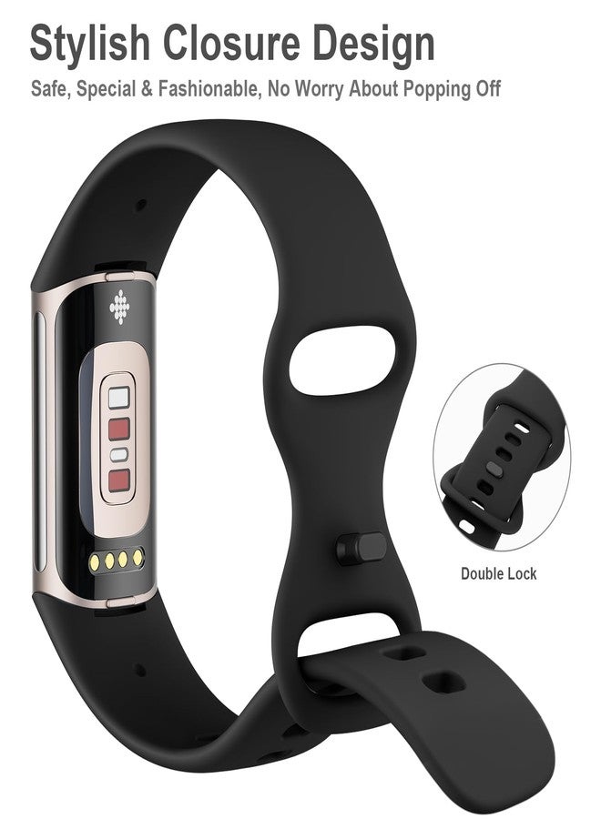 اي كي عبوة من قطعتين من الأساور الرياضية المتوافقة مع أساور Fitbit Charge 6 / أساور Fitbit Charge 5، أساور معصم بديلة ناعمة كلاسيكية لسوار Fitbit Charge 6/5 لتتبع اللياقة البدنية والصحة (أسود، كبير) - Image 5