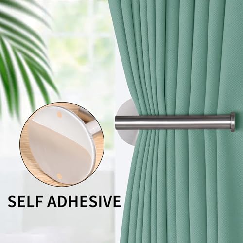 Groleca 2 Pack No Drill Curtain Holdbacks Self-Adhesive/Screw-in Curtain Tiebacks Curtain Pull Backs Curtain Hooks No Drill Curtain Holders Curtain Tie Backs for Curtains (2, Silver) - Image 2