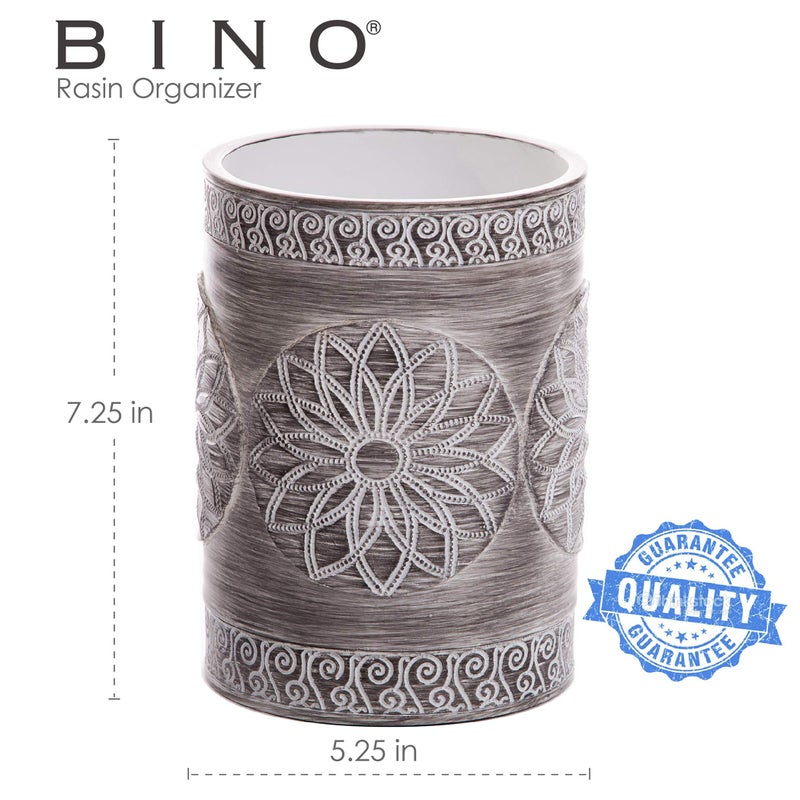 BINO BINO Kitchen Utensil Holder for Countertop  Grey Sunflower - Utensil Caddy countertop utensil holder Utensil Crocks for kitchen Cooking Utensil Holder Kitchen Utensils Holder Spatula Holder - Image 2