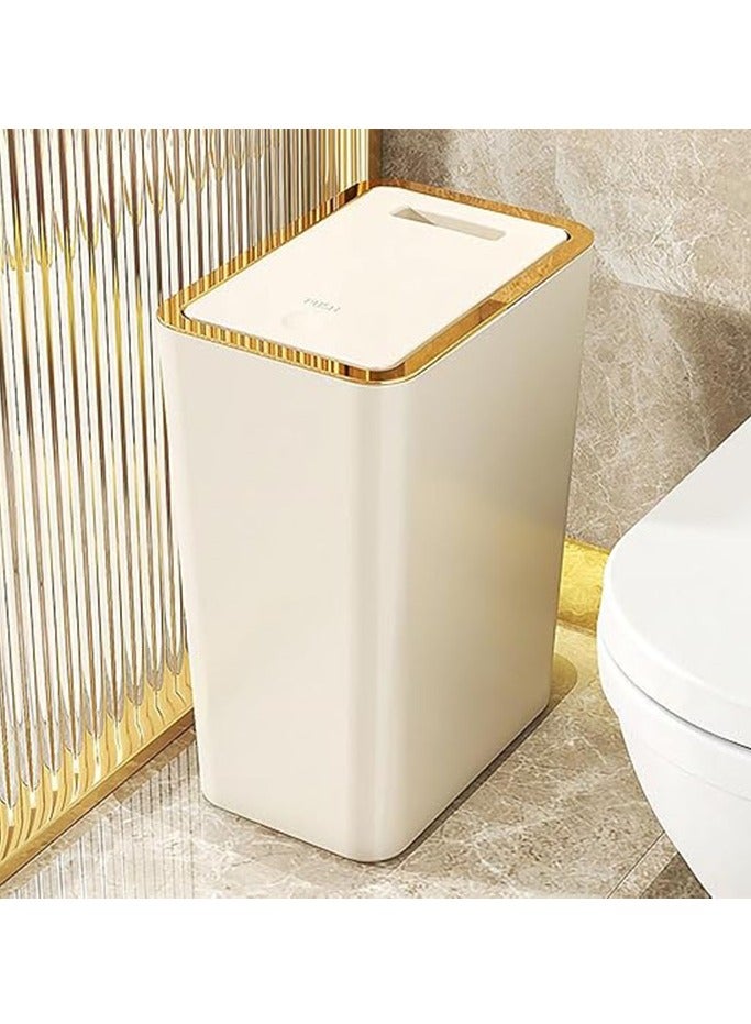 Arabest Trash Can with Lid, Garbage Can, Trashcan with Lid, Multipurpose Trash Bin with Lid, Easy Clean Wastebasket for Home, Kitchen, Bedroom, Office, Under Desk Prime, White - Image 1