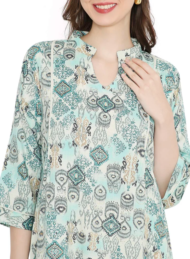 HANA & SARA UNIQUE PRINTED CASUAL STYLED SHORT ARABIC KAFTAN JALABIYA DRESS