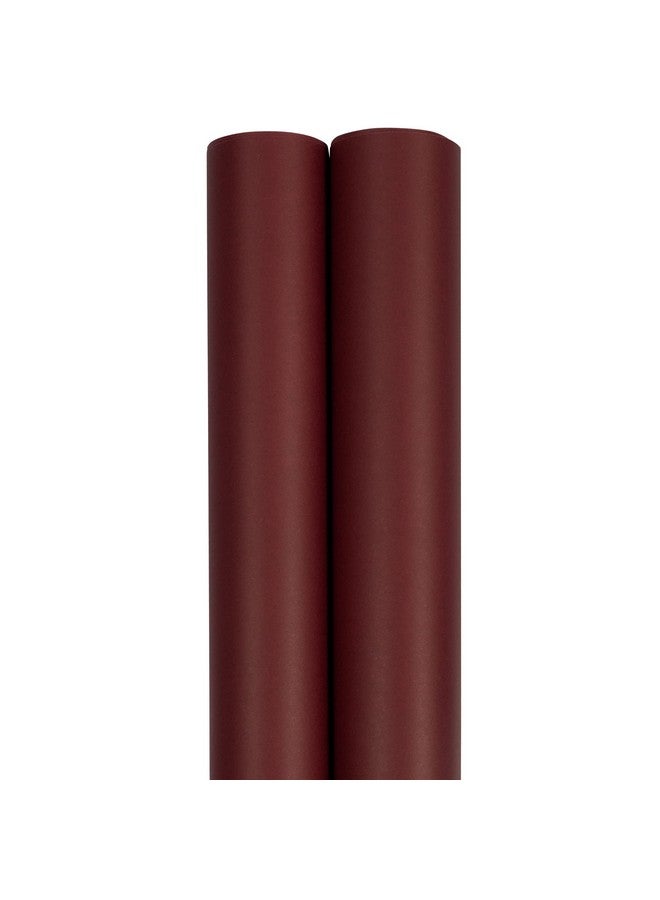 جام بايبر ورق تغليف هدايا JAM - ورق تغليف غير لامع - 50 قدمًا مربعًا إجماليًا (30 بوصة × 10 أقدام لكل منها) - لون عنابي غير لامع - لفافتان/عبوة - Image 2