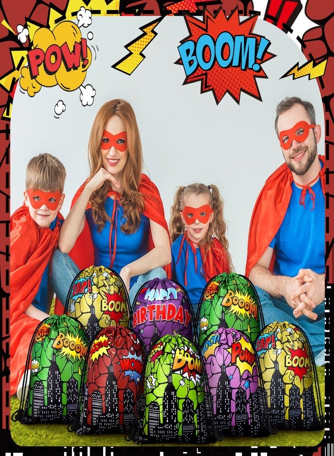 Lothee 30 Pcs Hero Party Favor Bags Hero Birthday Party Decorations Gift Treat Goodie Candy Backpack Drawstring Bag (Heroic Style) - Image 2