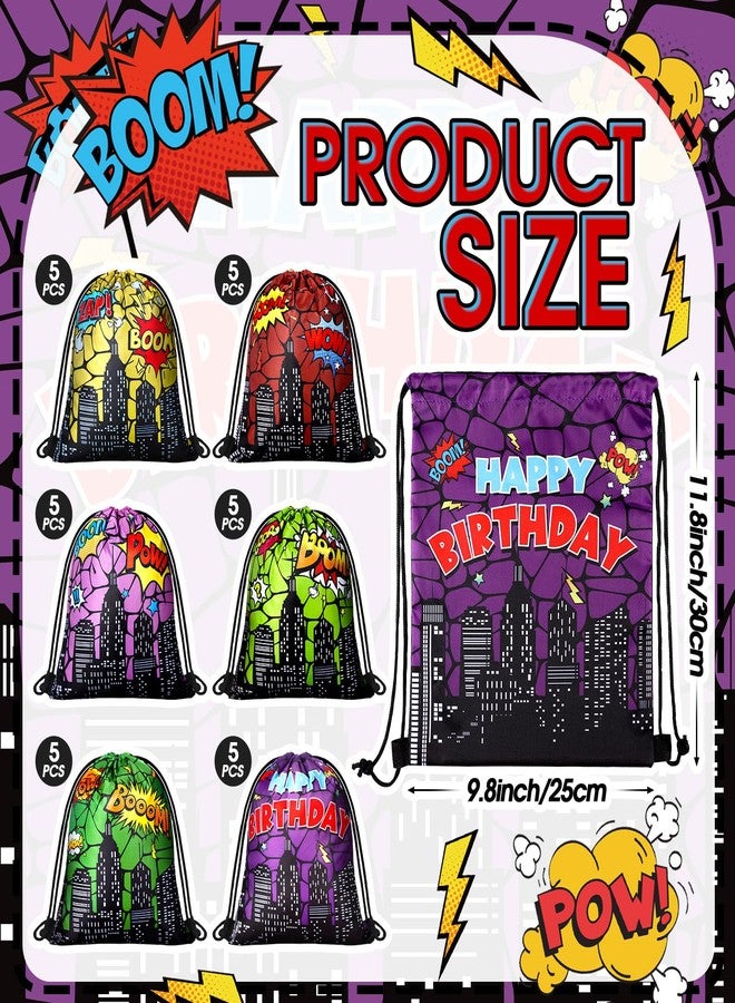 Lothee 30 Pcs Hero Party Favor Bags Hero Birthday Party Decorations Gift Treat Goodie Candy Backpack Drawstring Bag (Heroic Style) - Image 3