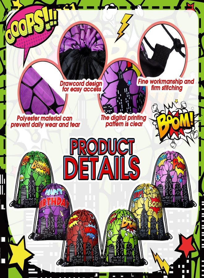 Lothee 30 Pcs Hero Party Favor Bags Hero Birthday Party Decorations Gift Treat Goodie Candy Backpack Drawstring Bag (Heroic Style) - Image 4
