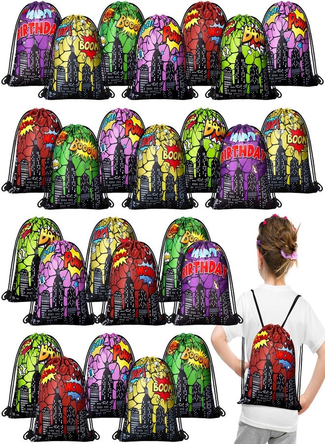 Lothee 30 Pcs Hero Party Favor Bags Hero Birthday Party Decorations Gift Treat Goodie Candy Backpack Drawstring Bag (Heroic Style) - Image 1