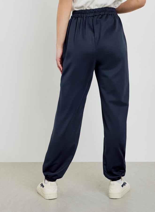 Styli Navy Blue Slogan Printed Wide Leg Joggers - Image 4
