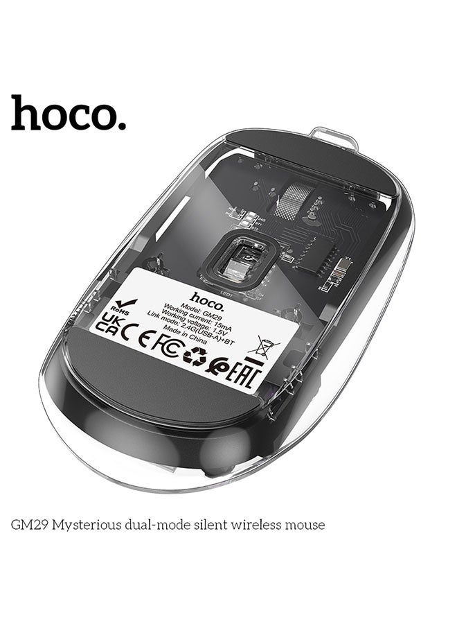 هوكو. ماوس لاسلكي صامت مزدوج الوضع غامض GM29 (أسود) - Image 3
