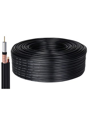 100m RG59 Coaxial Video Cable with 2 Power Wires – 0.58mm CCTV Cable for Professional Video Surveillance, TV, and Audio Devices