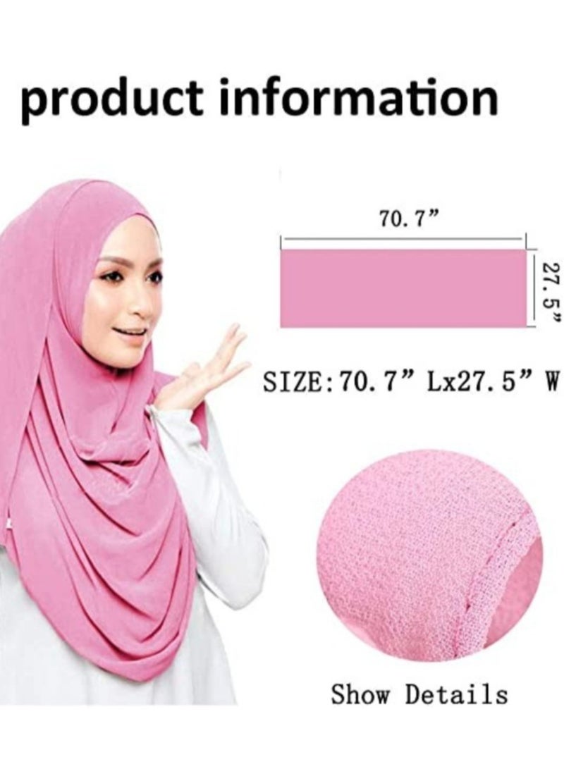 ELTRAZONE Solid Color Bubble Chiffon Scarf for Women Fashion Soft Hijab Long Scarf Wrap Scarves - Image 2