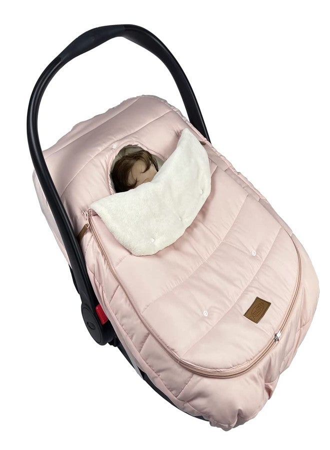 funlife 4 in 1 Universal Waterproof Anti-Wind Infant Car Seat Cover Integrated Ultra Soft Liner and Winter Carseat Bunting Bag Cover,Pink,0-12M - Image 5