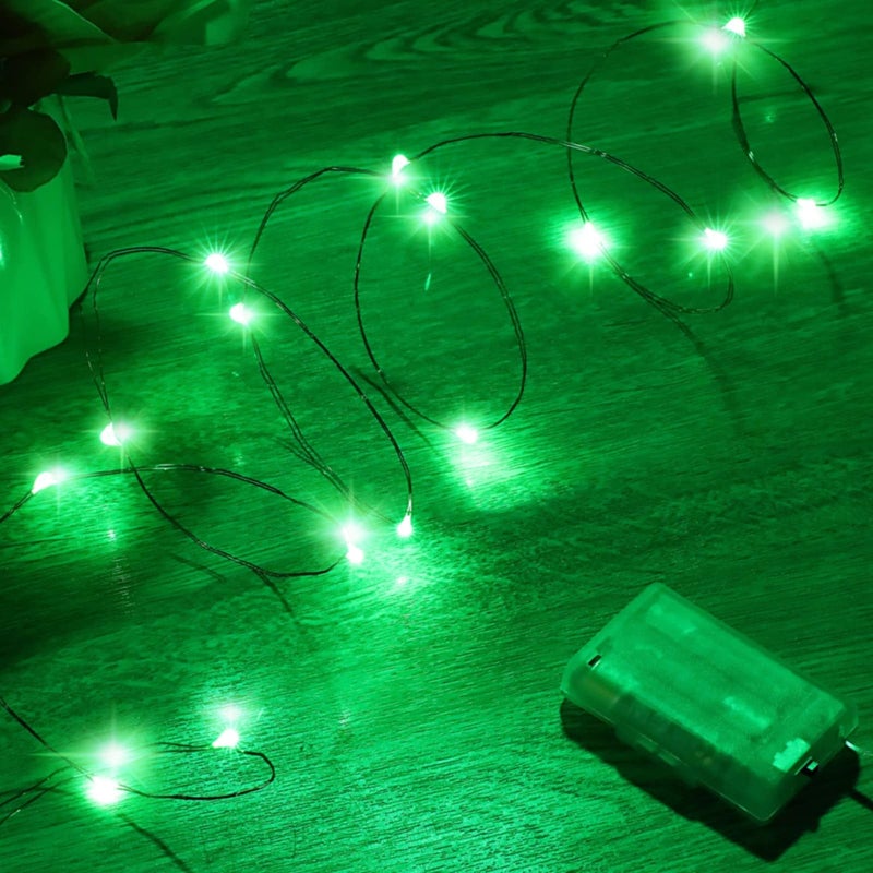 Ariceleo Mini St Patricks Day Fairy Lights Battery Operate 1 Pack Copper Wire 3AAA Battery Powered Led Starry Fairy String Lights for Bedroom Christmas Party Wedding Decoration5m16ft Green