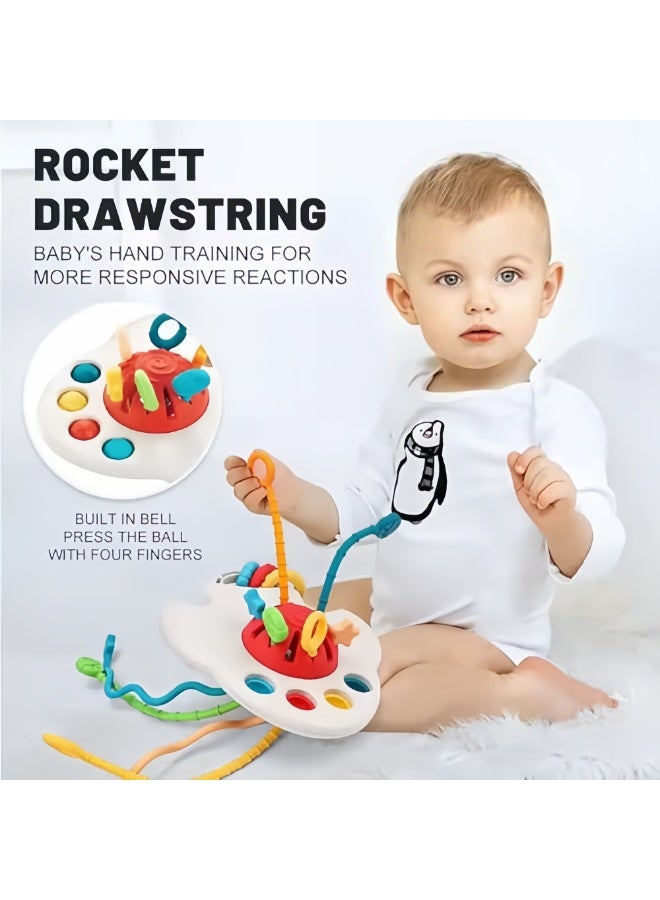 Mr. Penda 34 PCS 6-in-1 Montessori Toys for Babies 6+ Months, Soft Baby Teething Toys, Pull String Toy, Sorter Sensory Bins, Stacking Building Blocks for Infants, Sensory Developmental Education Toys for Toddler Baby 6+ Months - Image 5