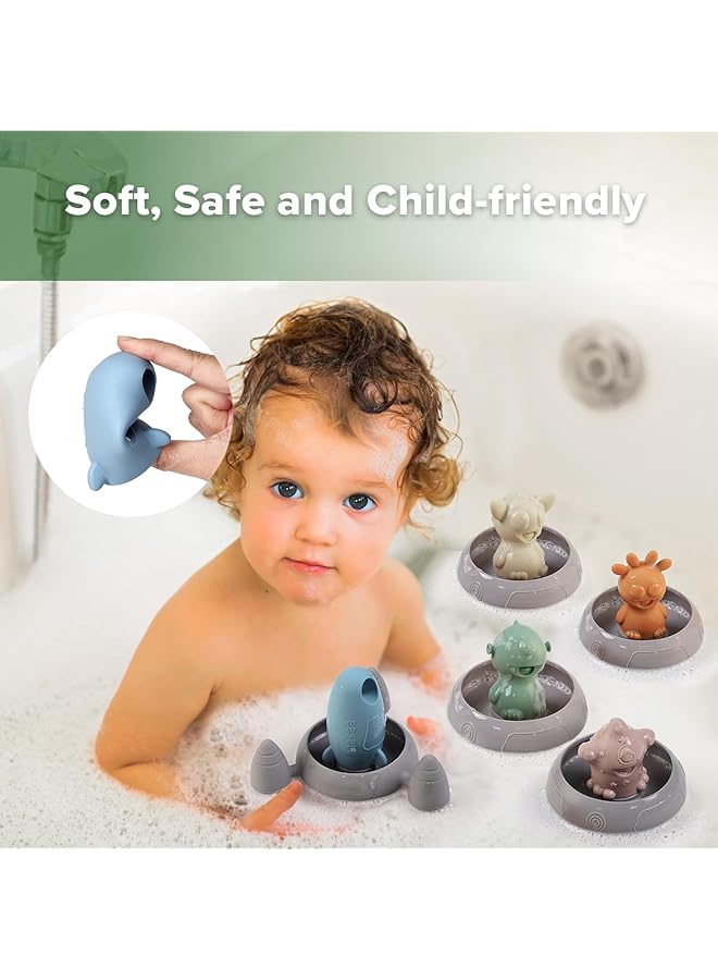 haakaa Alien Explorers Baby Bath Toys Food Grade Silicone Alien Squirt Toys For Toddlers Mold Free Floating Water Toys For Bathtubs Pools & Beaches Detachable Design For Kids Ages 1 3(Whole Set) - Image 5
