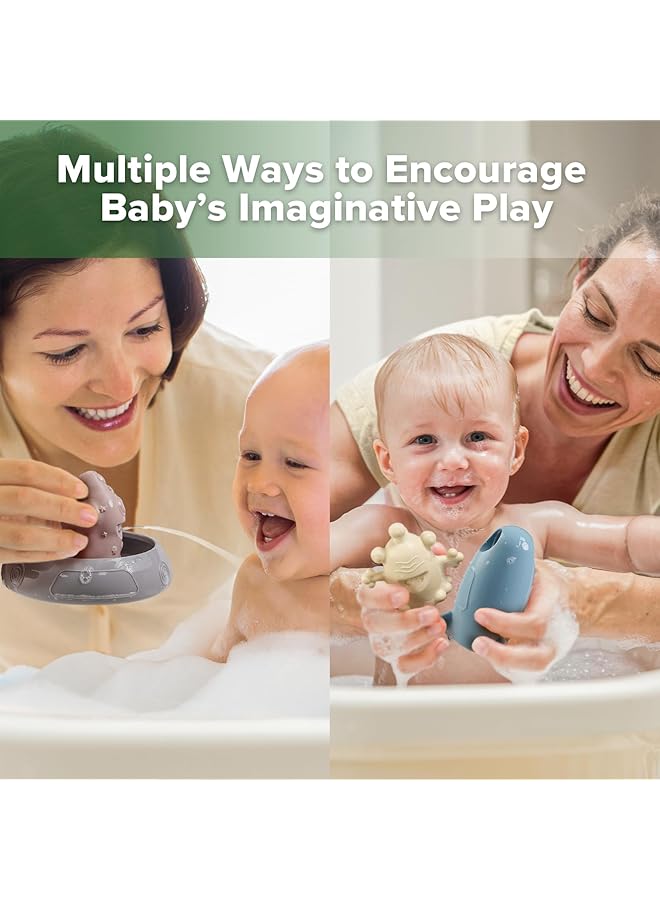 haakaa Alien Explorers Baby Bath Toys Food Grade Silicone Alien Squirt Toys For Toddlers Mold Free Floating Water Toys For Bathtubs Pools & Beaches Detachable Design For Kids Ages 1 3(Whole Set) - Image 3