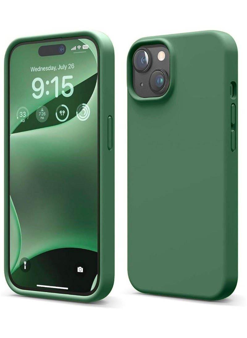 Delivus غطاء سيليكون آيفون - لمسة ناعمة حريرية مع حماية من السقوط بمعيار عسكري - بطانة ميكروفايبر مضادة للخدش - غطاء هاتف واقي مضاد للصدمات رقيق نحيف (آيفون 15 بلس، أخضر) - Image 1