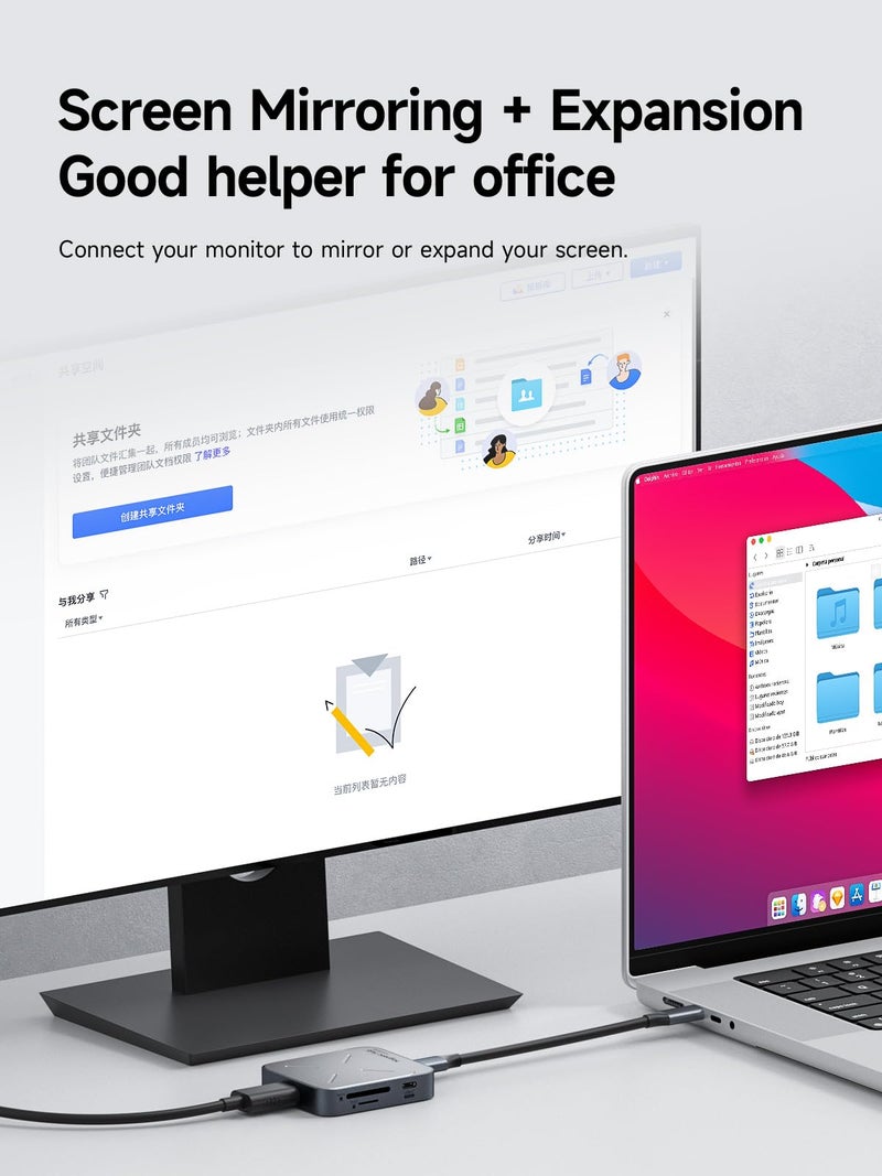 Hagibis Magnetic USB C Hub with Magsafe for iPhone 17 16 15 Pro Max, 7 in 1 Type-C Docking Station 4K@60Hz HDMI SD3.0 TF3.0 Card Solt 100W PD 10Gbps USB-C AUX for MacBook Pro Air, iPad Pro (TC100) - Image 4