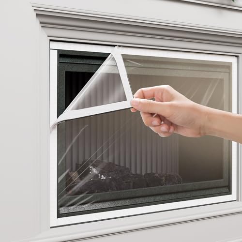 GCGOODS Fireplace Insulation Cover Kit to Prevent Heat Loss, Draft Stopper With Hook & Loop Tape, Adjustable Easy Cut to Fit, Transparent Screen, 39" x 78" - Image 1