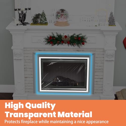 GCGOODS Fireplace Insulation Cover Kit to Prevent Heat Loss, Draft Stopper With Hook & Loop Tape, Adjustable Easy Cut to Fit, Transparent Screen, 39" x 78" - Image 3