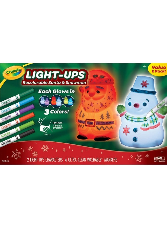 Crayola Light Ups Santa and Snowman Bundle, Recolorable Light Up Toy, Gift for Kids, 5, 6, 7, 8 - Image 1