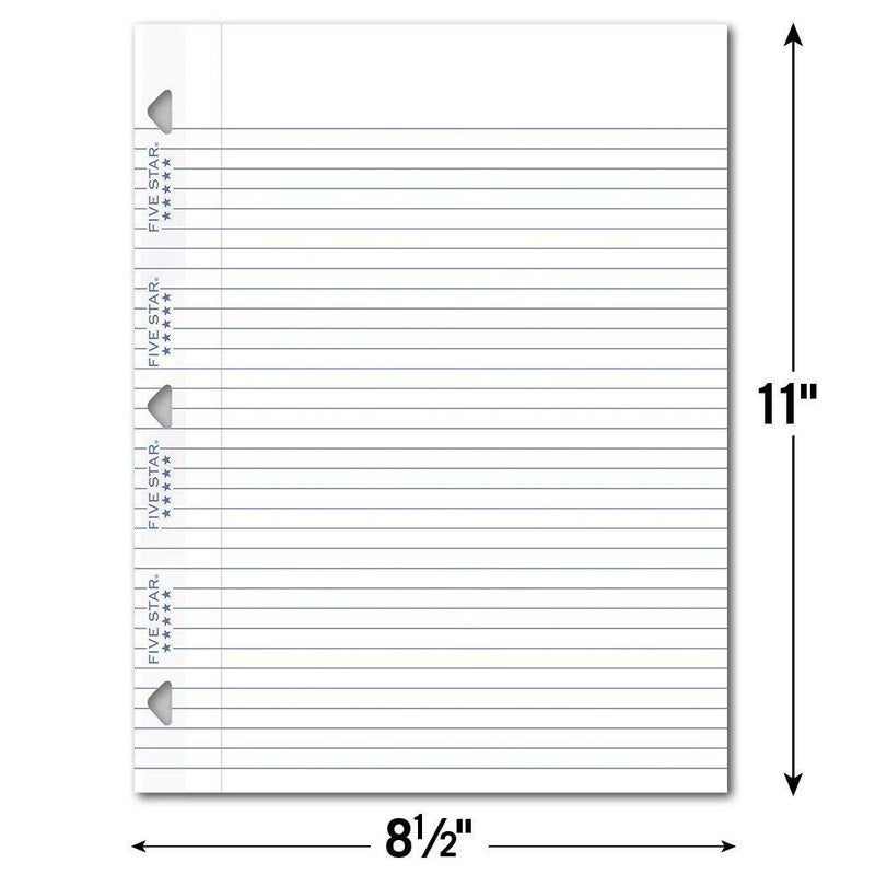 Five Star Reinforced Filler Paper, College Rule, 11 x 8 1/2, White, 100 Sheets (Pack of 6) - Image 2