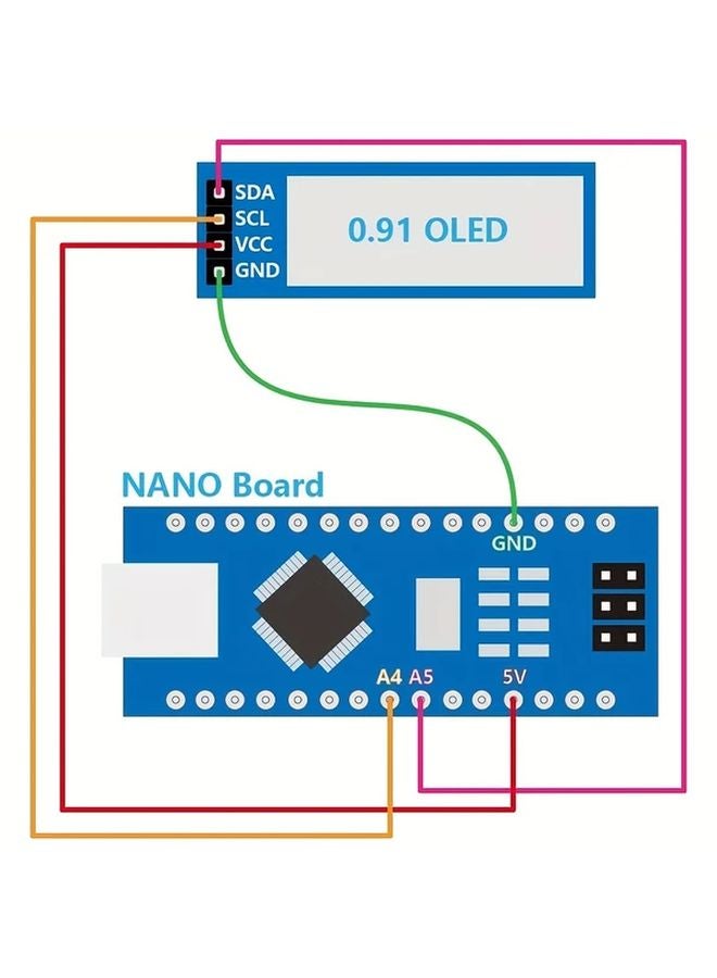 5pcs 0.91 Inch I2C OLED Display Module Blue SSD1306 Screen Driver DC 3.3V 5V For Arduino - Image 4