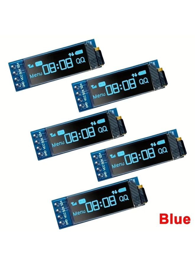 5pcs 0.91 Inch I2C OLED Display Module Blue SSD1306 Screen Driver DC 3.3V 5V For Arduino - Image 1