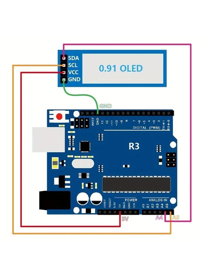 5pcs 0.91 Inch I2C OLED Display Module Blue SSD1306 Screen Driver DC 3.3V 5V For Arduino - Image 3