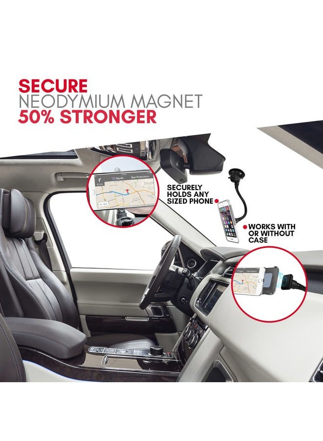 MACALLY Windshield Phone Mount for Car Magnetic - Suction Cup Window Mount Phone Holder with 12" Long Gooseneck Arm & Super Strong Magnet Mount for Cell Phone, iPhone, Smartphone - Image 3