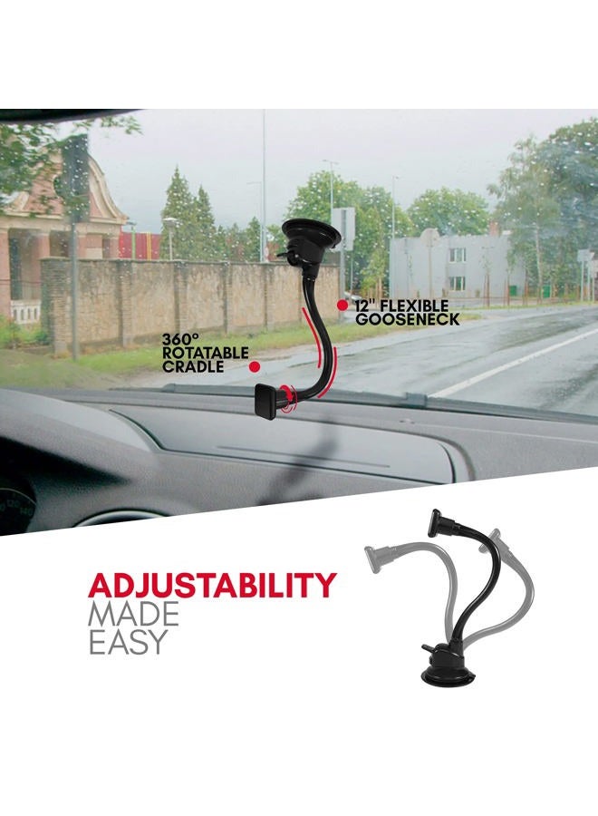 MACALLY Windshield Phone Mount for Car Magnetic - Suction Cup Window Mount Phone Holder with 12" Long Gooseneck Arm & Super Strong Magnet Mount for Cell Phone, iPhone, Smartphone - Image 4