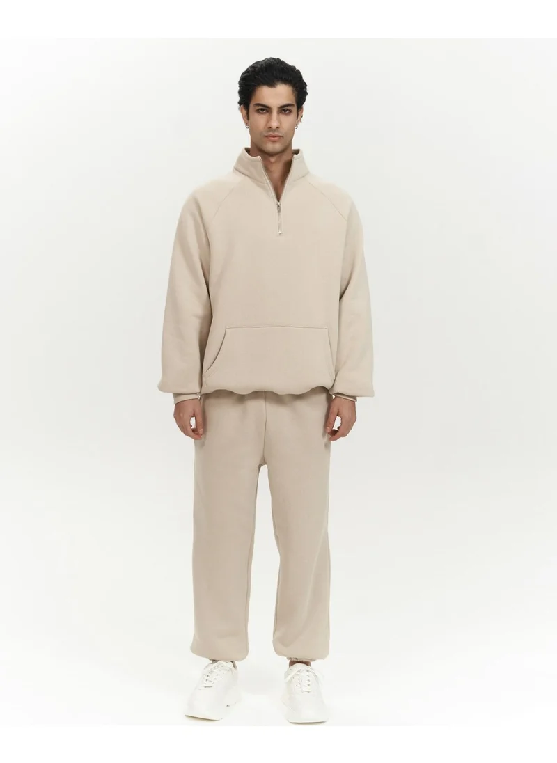 Mai Collection Stephen Zippered Bone Men's Tracksuit