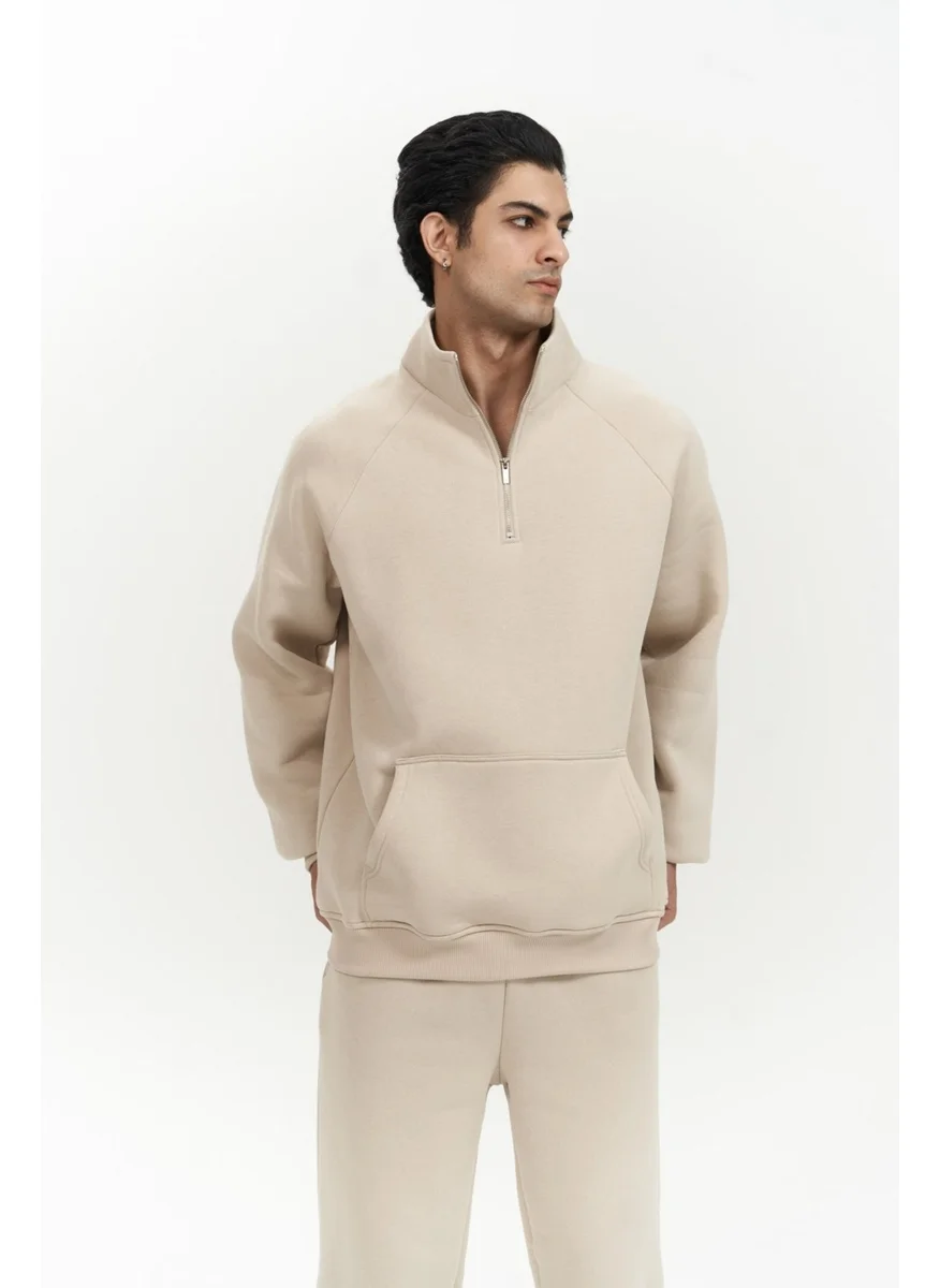 Mai Collection Stephen Zippered Bone Men's Tracksuit