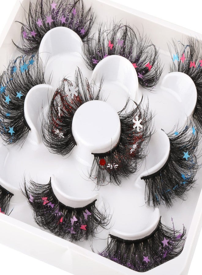 wiwoseo False Eyelashes Wispy Lashes Valentines Festival Long Dramatic 3D Star Butterfly Snow Decorative 25MM Fake Eyelashes for New Year Cosplay Party for DIY at Home - Image 4