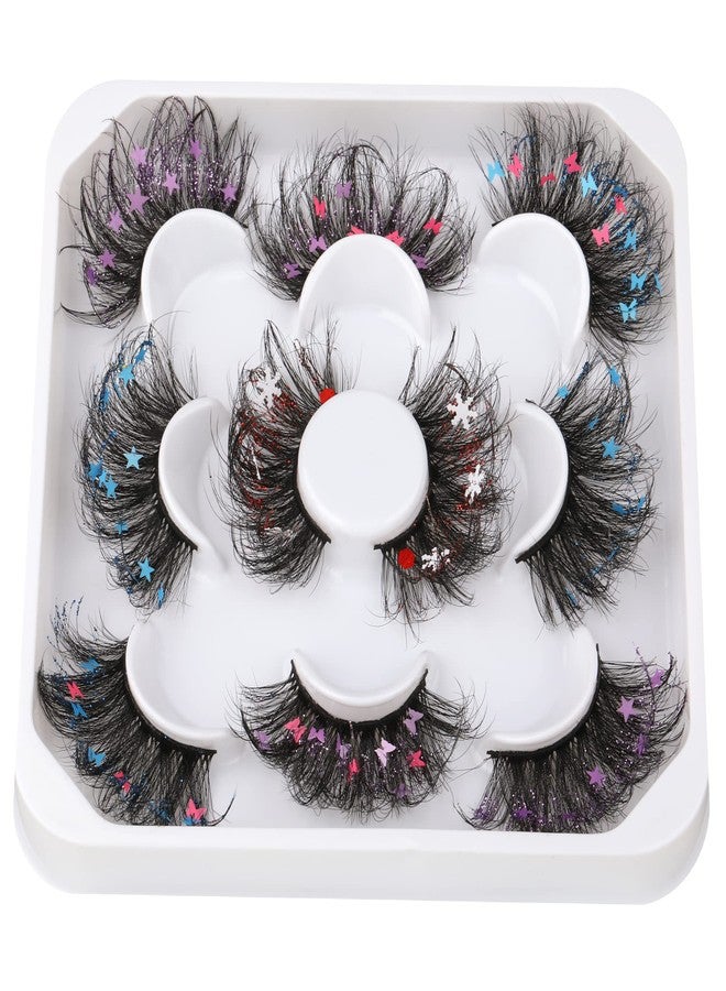 wiwoseo False Eyelashes Wispy Lashes Valentines Festival Long Dramatic 3D Star Butterfly Snow Decorative 25MM Fake Eyelashes for New Year Cosplay Party for DIY at Home - Image 5