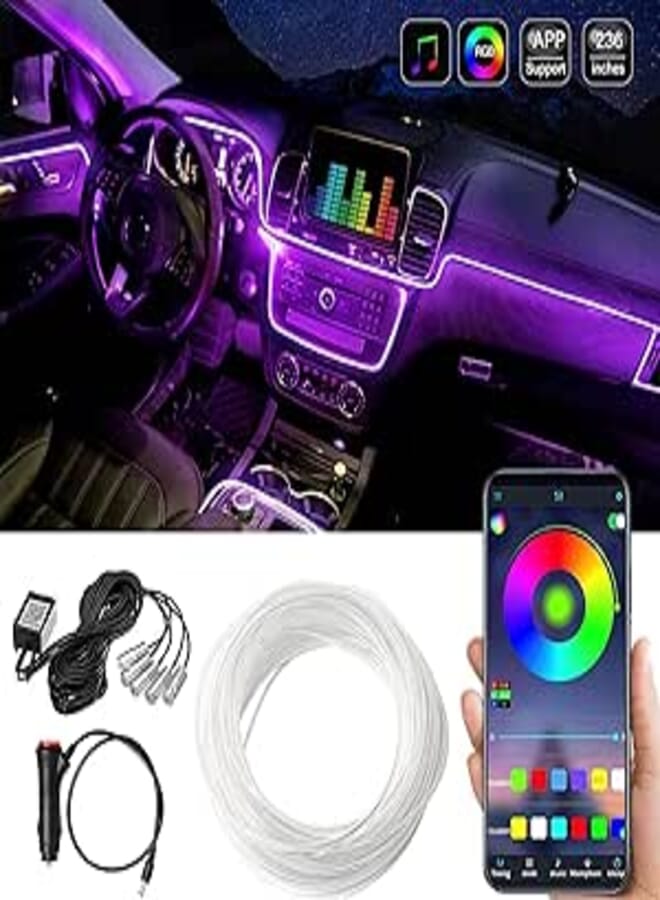 LIMOS Car LED Strip Lights,Multicolor RGB Car Interior Lights,16 Million Colors with Fiber Optic,Ambient Lighting Kits, Sound Active Function and Wireless Bluetooth APP Control (5 in 1 <6 meters>)