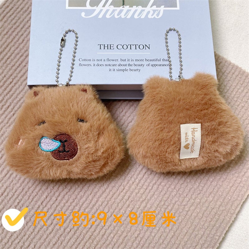 New Plush Cartoon Kapibara Doll Charm Cute Bear Pin Head bead chain (with squeak inside)