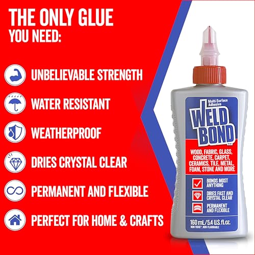 Weldbond Multi-Surface Adhesive Glue, Bonds Most Anything. Use as Wood Glue or on Fabric Glass Mosaic Carpet Ceramic Tile Metal Stone & More. Non-Toxic, ​Dries Crystal Clear 14.2oz /420ml - Image 5