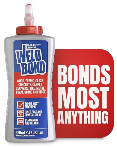 Weldbond Multi-Surface Adhesive Glue, Bonds Most Anything. Use as Wood Glue or on Fabric Glass Mosaic Carpet Ceramic Tile Metal Stone & More. Non-Toxic, ​Dries Crystal Clear 14.2oz /420ml - Image 1