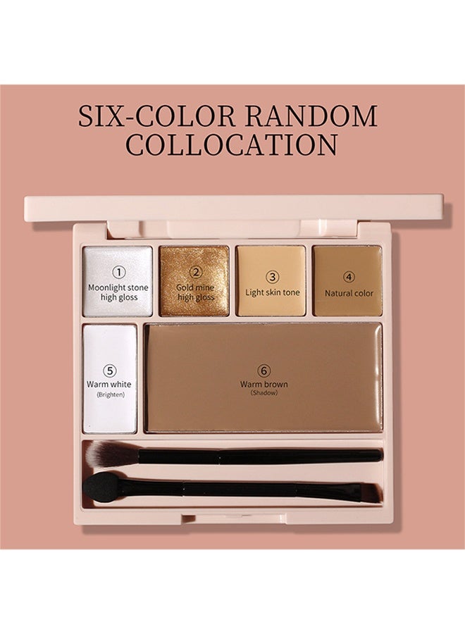 JULIA POP Shape the outline exquisite cosmetic plate，Pro Cream Highlight and Contour Palette Kit with Mirror & Brush for Women.   White Silver Gold Highlight Brown ，Face Correcting Concealer Palette  - Image 2