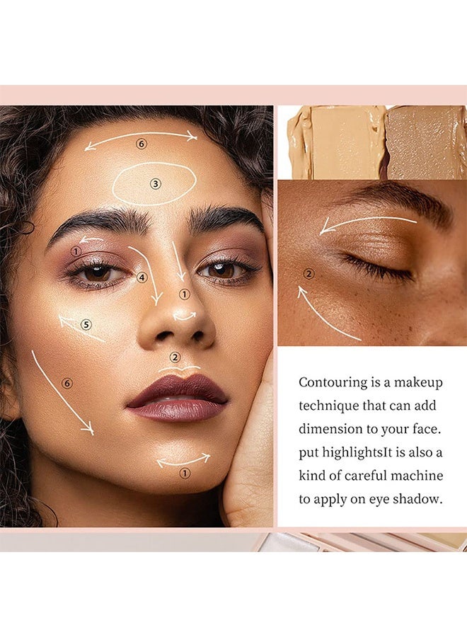 JULIA POP Shape the outline exquisite cosmetic plate，Pro Cream Highlight and Contour Palette Kit with Mirror & Brush for Women.   White Silver Gold Highlight Brown ，Face Correcting Concealer Palette  - Image 5